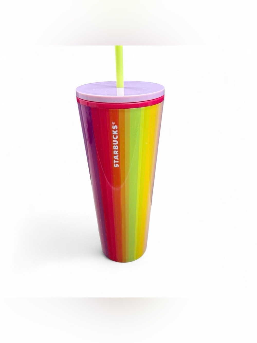 Starbucks Vertical Rainbow Stripe Venti Cold Cup Tumbler 24 oz Pre-Owned